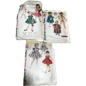 Simplicity Sewing Patterns Lot 3 Childrens Size 5 1950s Dress Coat Jumper Cut